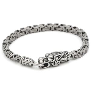 2021 Tennis Män Rostfritt stål Nordisk Viking Odin Wolf Dragon King Chain Amulet armband -23cm