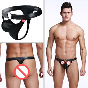 Sexy Mens Hot Bikini Leather Underpants Thongs G Strings Pouch Jockstrap Gay Exotic Sissy Panties Penis Men's Thong Homme Underwear