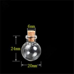 Round Ball Mini Bottles Pendants Necklace Small Glass Bottles With Jars Vial 100pcs