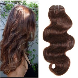 Nowy Przyjeżdża Ludzkie Wiązki Hair # 4 Czekoladowe Brown Body Wave 100% Human Virgin Włosy Najwyższej Jakości Peruwiański Włosy 3 Wiązki na sprzedaż