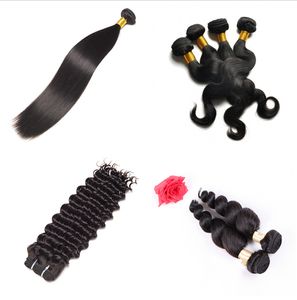 Marca elibess 3 bundles 1028 pollici capelli umani indiani onda sciolta lisci ricci profondi onda del corpo colore dritto 1b nero 300gr dhl gratuito