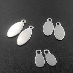 100PCS x15mm Silver Color Stainless Steel Simple Small Leaf Sheet Round Charms for Bracelet Necklace DIY Making Jewelry Accessories
