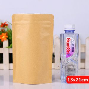 13x21cm Stojak Kraft Papier Aluminiowy Folia Laminowanie Wielokrotnego Użytku Pakowanie Żywności Torba Pieczenia Snacks Candy Herbata Heat Seal Uszczelka Zip Lock Grip Package