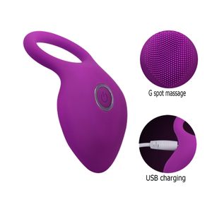 USB wiederaufladbarer 10-Gang-Vibrator für Klitoris-G-Punkt-Stimulator, Sex-Massage für Frauen, Lock-Ring-Silikon-Sex-Verzögerung für Mann Y18102606