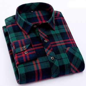 Męska szkocka krata flanelowa koszulka moda dorywczo z długim rękawem koszula miękki komfort Slim Fit Style Nowe ubrania