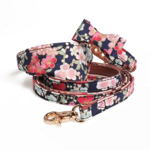 Dog Collars Japanese style collar leash Dog Bandanas Cute bow tie Triangular binder for small Pets cotton collars buckle pet accessories 1221639