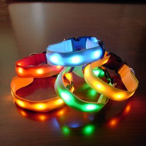 Cool gadget nylon glöd blinkande ljus lysdiod strip bar flash ljus husdjur halsband hund krage säkerhet krage julklapp DHL EMS gratis skepp