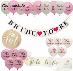 Chicinlife 1set brud att vara tema bachelorette party dekoration brud att vara sash ballong banner bröllop dekoration