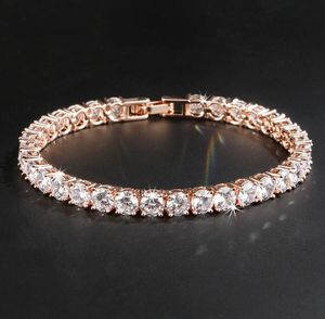 Fina smycken lyx 18k rosguld fylld 3 färger vit topas klo inställning cz diamant ädelstenar mode kvinnor armband för flickor 261z