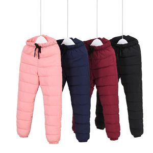 2018 Winter High Waist Boys Pants Thermal Kids Trousers Warm Thicken Girls Down Cotton Pant Windproof Waterproof Pants