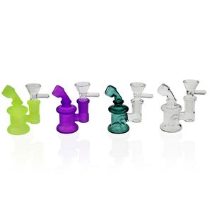 Bongo de copo mini -copo com 3,3 polegadas com tigela de vidro 4 cores Cabeças de vidro de vidro DAB 14 mm Rigação feminina de óleo feminino Pyrex Bongs Recycler