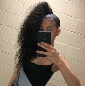 8a Afro Kinky Curly Pony Tail Słodka Dziewiczy Włosy Okłady Wokół Clip Human Włosy Ponytail Hair Extension Ponytail Dla Czarnych Kobiet