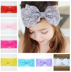 12 colors Baby Girls Lace bows Headbands Infant lace Flower hair band headwear Children Hair Accessories Kids Elastic Headbands headdress