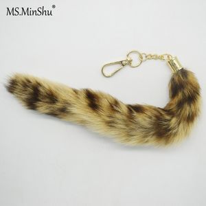 Tail di pelliccia naturale Portachiavi Genuine Pelliccia Borsa da tail di Pelliccia Fascino Colore naturale Leopardo Pompon Portachiavi Portachiavi Borsa Charm Fur Charm