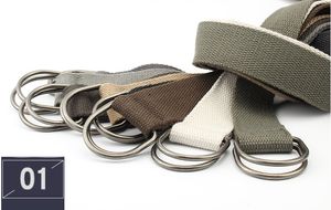 Atacado Como venda Cintura Mens Outdoor Double D Anel Belt lona de algodão Belt Moda cores
