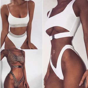 Sexy Bikini Swimwear Kobiety Swimsuit Brazylijski Bikini Zestaw Zielony Druku Halter Top Beach Nosić Kostiumy kąpielowe S-XL