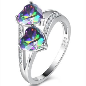 5 sztuk / partia Cena Boże Narodzenie Prezent 925 Sterling Silver Classic Rainbow Mystic Topaz Gems Ring R10101631935a