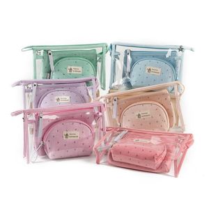 3шт / набор анкерных печатных макияж сумок женские водонепроницаемые портативные косметические сумки из ПВХ путешествия дамы мешочек сумка