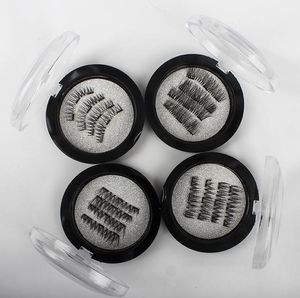 Handgjorda 3D Tre magnetiska ögonfransar på magneter Naturligt No-lim Fake Eye Lashes Magnet False Eyelash Extension 4PCS / Set