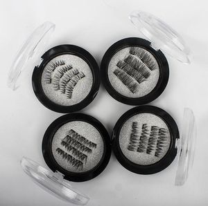 Handmade 3D Três Cílios Magnéticos em ímãs Naturais No-cola Falso Eye Lashes Ímã Extensão Dos Cílios Falsos 4 Pçs / set