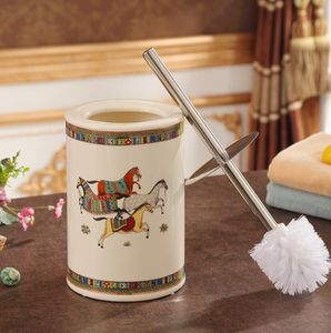 horse ceramic Creative Toilet brush bathroom accessories home decoration handicraft ornament porcelain figurines decorations