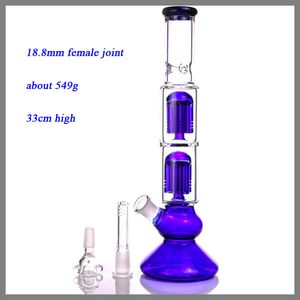 Hookahs 6 ramion Percolator Glass Bong z wysokim kosztem wydajności Rura wodna Niebieska palenie miski 19 mm i platformę olejną