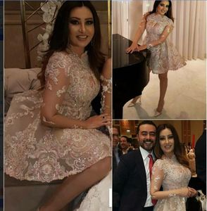 イブニングドレスYousef aljasmi Kim Kardashian Long Sleeve Appliaqued Lace Mini Ball Gown Almoda Gianninaazar Zuhlair Murad Ziadnakad