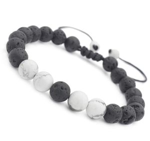 8mm Volcanic Lava Stone Howlite Strands Beaded Bracelets Black White Green Natural Stones Round Beads Wirst Bracelet Jewelry for Men Women