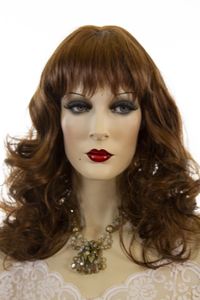 Auburn Red Long Skin Top Welliges lockiges Haar Perücken