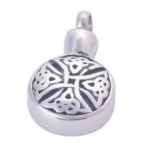 Partihandel Anpassad minnesmärke Pet Bone Ash Box Round Parfym Bottle Pendant Graverad urn Funeral Cremation Halsband Fashion Jewelry