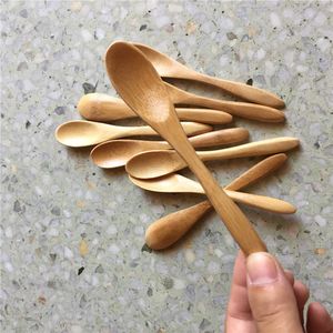 100 Pieces Small Bamboo Spoon 13.5cm Natural Spoons Durable for Cafe Coffee Tea Honey Sugar Salt Jam Mustard Ice Cream Handmade Utensils