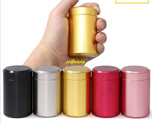 10st / lot gratis frakt 6,5 * 4,5 cm Mini Teabox Titanium legering Tea Box Travel Outdoor Seglade burkburkar 8g Te tennförvaringslådor