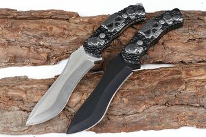 Coltello dritto da sopravvivenza 440C Drop Point Blade Full Tang Skull Manico in alluminio Coltelli a lame fisse con guaina in nylon