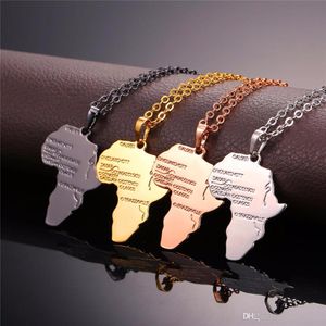 Wysokiej jakości Naszyjnik ze stopu HIPHOP Gold 4 Kolor Wisiorek Łańcuch Afryka Mapa Naszyjnik Prezent Dla Mężczyzn / Kobiet Etiopska Biżuteria Modna