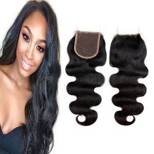 Brazilian Human Hair 4X4 Lace Closure Middle Three Free Part Body Wave Lace Closure With Baby Hair 8-22inch