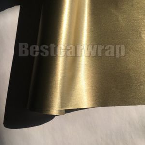 Champagne Gold Brushed Vinyl för bilomslagsfolie med luftbubbla gratis borstbil inslagstyling folie grafik: 1.52*20m/roll 5x66ft