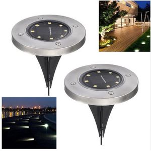 8LED Solar Powered Ground Light Waterproof Garden Pathway Deck Lights med sollampa för Home Yard Driveway Lawn Road