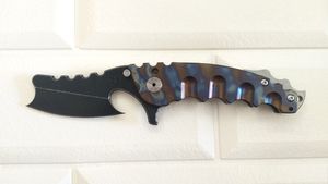 Pneeter Pnifeworks Człowiek Wojny Heavy Składany Knife Black S35VN Ostrze Tytanium Uchwyt Piękne Frezowane Niestandardowe Noże Outdoorskie Taktyczne Kemping Narzędzia Pocket EDC