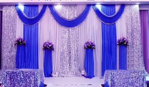 wedding backdrop 3m*6m nice/colorful/wonderful ice silk curtain backdrop with colorful swags and draps