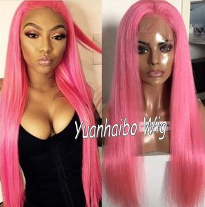 10A Grade Popular Pink Color Full Lace Wigs 100 Brazilian Virgin Hair Human Hair Lace Front Wigs Free Shipping