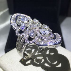 Vecalon Luxus Barock Hofstil Ring 925 Sterling Silber 5A Zirkon Cz Verlobung Ehering Ringe für Frauen Männer Fingerring