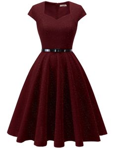 1950er Jahre Kleider großhandel-50er Jahre Frauen Kleid Audrey Hepburn Stil Kleid knielangen funkelnde elegante Schaukel Plus Size komfortable Retro moderne übergroße Lady Vestidos