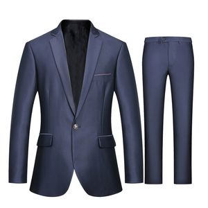 Custom Made New Style Navy Blue Notch Lapel Groom Tuxedos Men's Suit Groomsmen Prom Dress Mens Wedding Suits Blazer 2 Pieces (Jacket+Pants)