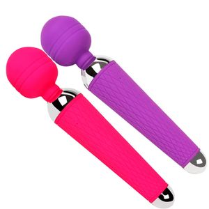 Körpermassage Rock, superstark, wasserdicht, über USB wiederaufladbar, magischer AV-Zauberstab, Vibrator, G-Punkt, Sexspielzeug für Erwachsene, Rosa, Lila, C S18101003