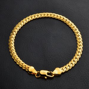 KASANIER Wholesale Men Bracelet Jewelry 5mm Width Gold Color 20CM length Bracelet For Men Chain Curb Bracelet New