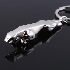 Creative Jaguar Leopard Head Keychain Car Logo Keychain Metal Keychain Stereo rostfritt stål Key Ring LX3742