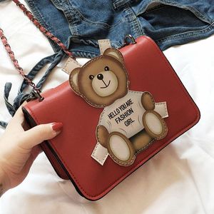 유명 브랜드 곰 가방 만화 귀여운 체인 가방 패션 메신저 가방 여성 디자이너 홀더 지갑 작은 어깨 가방 핸드백
