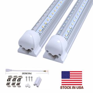 8 fot LED V Shape Dubbelrad 2,4M 2400MM LED-lampor Rör SMD2835 72W 8ft Integrerad LED butikslampor 4ft 5ft 6ft garagearmaturer