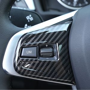 Carbon Fiber Style Steering Wheel Knappar Ram Dekorationskåpa Trim 2PCS för BMW X1 F48 2016-18 2 Series Active Tourer F45