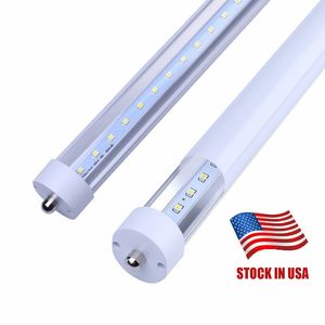 8 fot LED-rör 8ft T8 FA8 Single Pin LED-lampor 45W LED T10 T12 Fluorescerande ersättningsrörslampor AC85-265V 6000K Cold White Shop Light Garage Warehouse Stock i USA